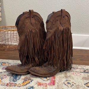 Liberty black fringe boots